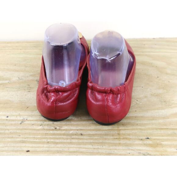 Tory Burch Red Reva Flats with Gold Logo - Picture 3 of 11